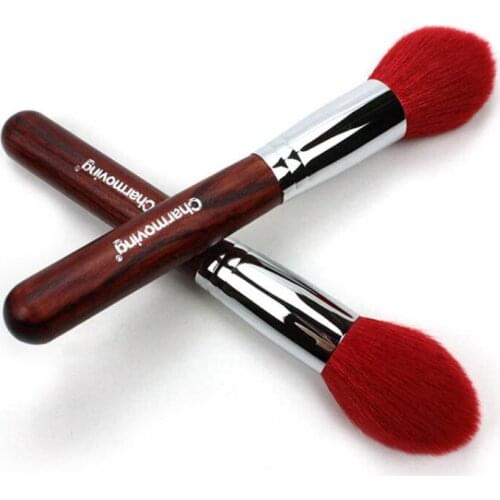 1pc Wood Handle Goat Hair Make Up Brush Powder Highlight Bronzer Sculpting Blusher Brush Flame Sharp Red Cosmetic Beauty Tools