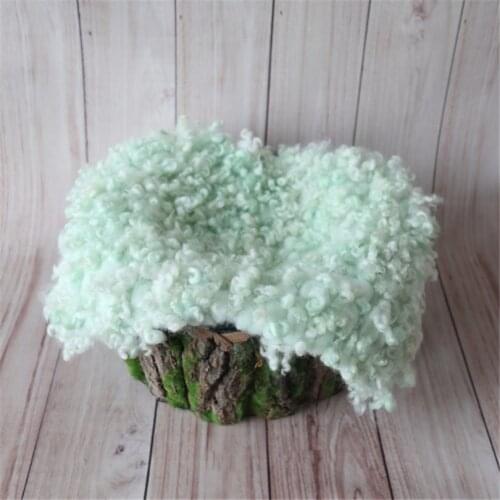 Curly Round Felted Blanket Felted Newborn Props for photoshot Baby Wooden basket stuffer Fillers