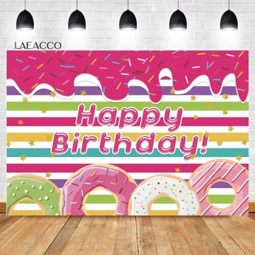 Laeacco Baby Shower Photography Backdrops Cartoon Donuts Stars Newborn Birthday Party Poster Portrait Customized Backgrounds