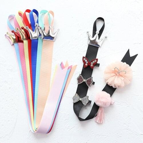 Lovely Hair Bow Holder Handmade Crown Long Hair Clip Organizer Grosgrain Ribbon Barrette Holders Belt for Girls Hair Accessories