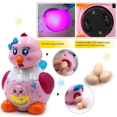 Simulation Hen Electric Pet Laying Eggs Chick With Colorful Light And Music Roller Cute Kids Educational Cool Flashing Toys Gift