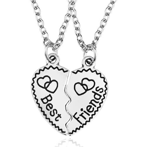 2 Piece Set Of Friends Series Heart-Shaped Stitching Best Friend Pendant Friendship BFF Fashion Gift Direct Sales
