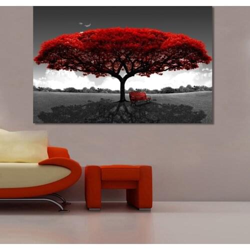 Modern Art Red Money Tree Wall Art Canvas Posters Prints Wall Pictures for Office Living Room Home Decor Frameless Cuadros
