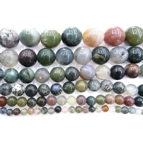 Natural Stone Smooth Indian Agates Loose Beads Round Stone Beads 4 6 8 10 12 14mm Pick Size For Jewelry Making DIY Bracelet