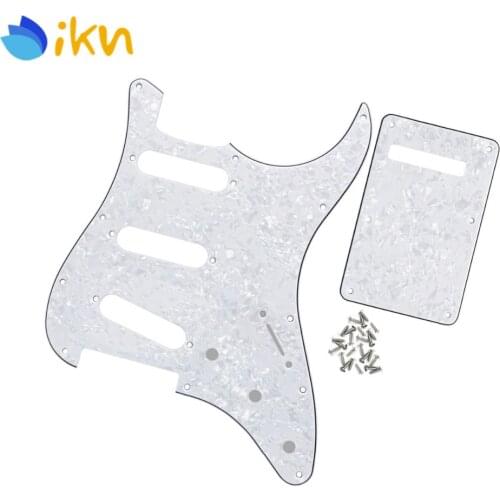 New White Pearl 11 Holes SSS Guitar Pickguard Scratch Plate 4Ply & Back Plate Tremolo Cover & Screws for Guitar Accessories