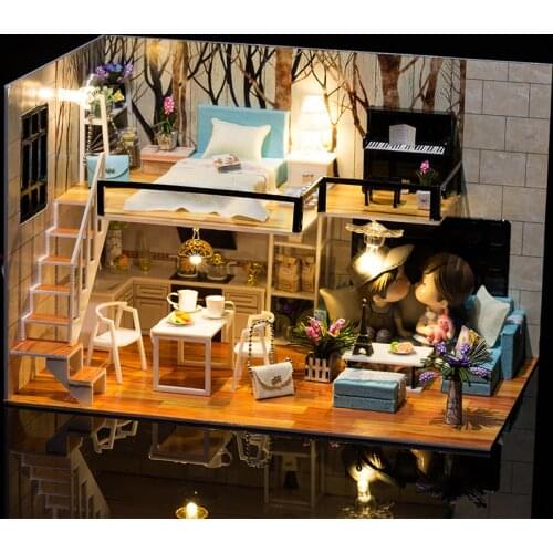 New DIY Wooden Dollhouse Creative Handmade Loft Miniature With Furniture Kits Assemble Toys Children Adult Birthday Gift Casa