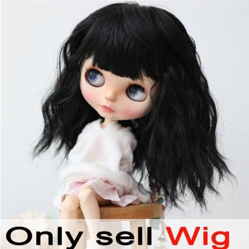 9-10 inch Blyth Wig Black Curly Hair 1b