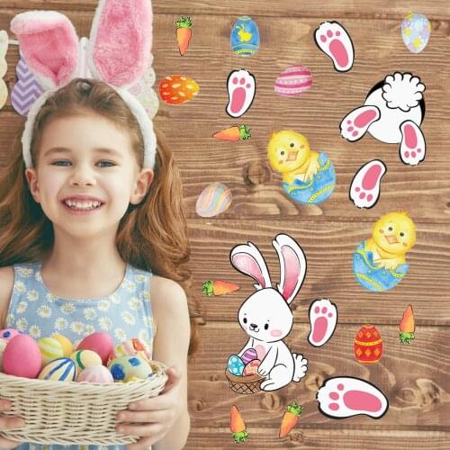 Easter Stickers Refrigerator Stickers PVC Decorative Graffiti Wall Stickers Removable Art Vinyl Decal Mural Wallpaper Home Decor