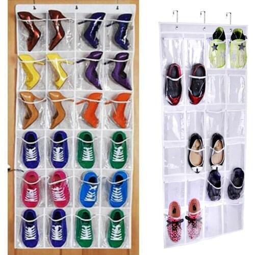 24 Grids Shoe Rack Home Over Door Hanging Organizer Shoe Pocket Storage Holder Closet Shoes Keeping Gadgets Wall Hanging Shelf