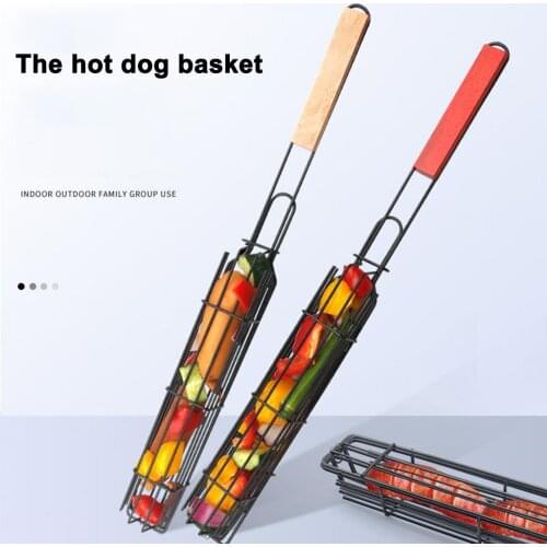 Portable Kabob BBQ Grilling Basket Nonstick Barbecue Grill Basket Tools