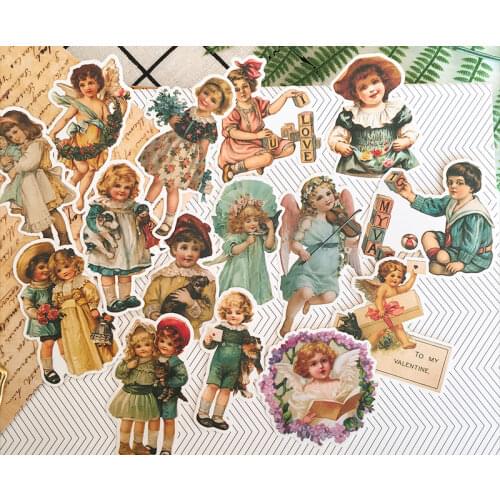 Retro European Angel Baby Sticker Decoration Stationery Sticker Diy Ablum Diary Scrapbooking Label Sticker Kawaii Stationery