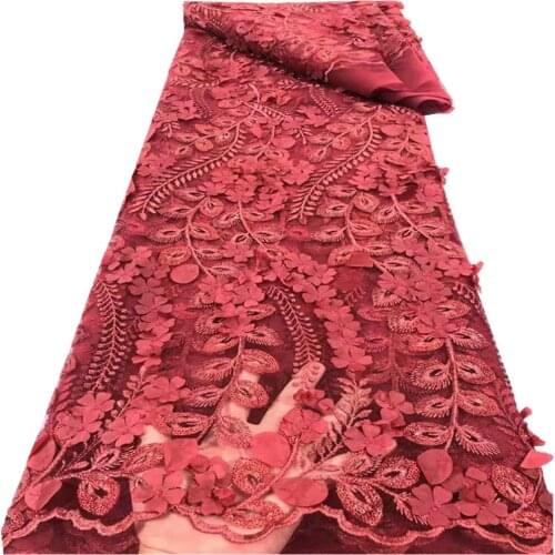 SJ Lace 3D Applique Latest French Nigerian Lace Fabrics 2021 High Quality Lace African Lace Fabric For Wedding Tulle Lace r4-20