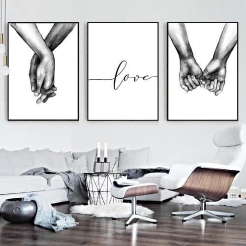 Nordic Black And White Poster Hands Given Canvas Prints Lover Quote Wall Pictures For Living Room Abstract Minimalist Decoration