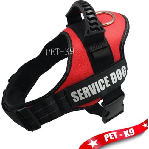Pet Hot Sale Reflective Rope Nylon Handle Adjustable 8 Colors Large SERVICE Dog Harness For Small Medium Large Dog Animals