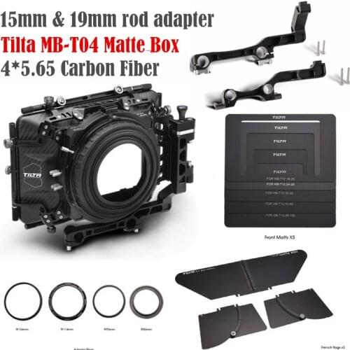 Tilta MB-T04 4*5.65 Carbon Fiber Matte box (Swing-away) with 15mm/19mm Rod Adaptor for ARRI RED SONY HDV Film Camera Rig Cage