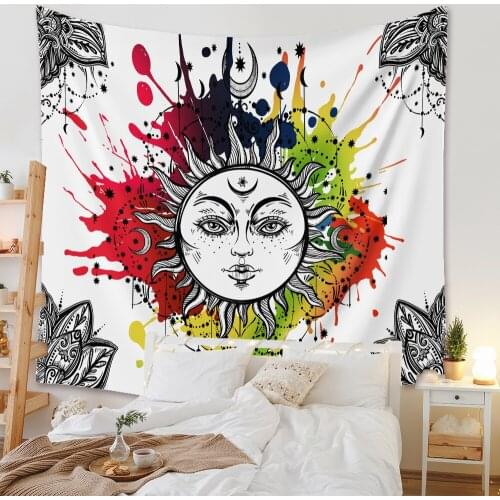 Bohemian tapestry home decoration cloth live background cloth living room bedroom hanging cloth color sun and moon tapestry