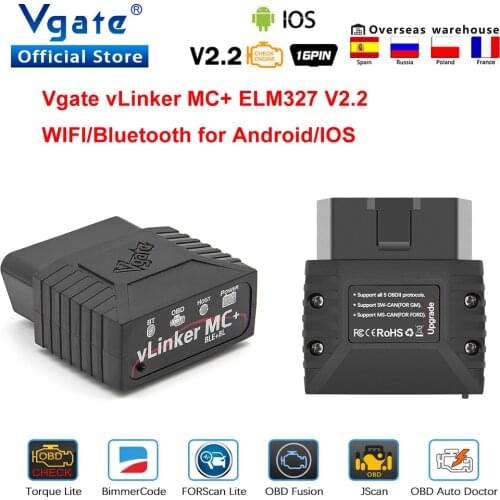 Vgate vLinker MC+ ELM 327 BT4.0-Wireless Car Scanner OBD2 wifi Auto Diagnostic Tool for Android/IOS ELM327 OBD 2 ODB2 Bimmercode