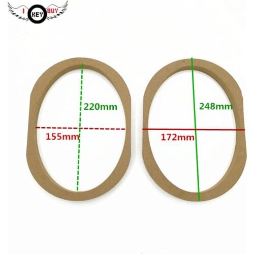 I KEY BUY 1 Pair 6x9 Inch Coaxial Speaker Wood Pad Car Audio MDF Gasket Flat Conversion Bracket