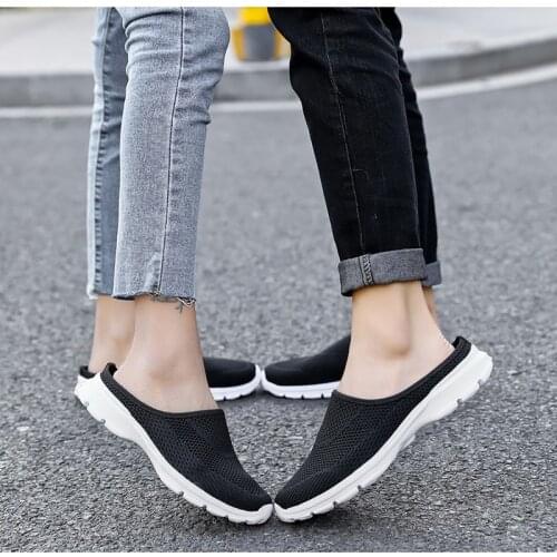 BRKWLYZ Women Sandals Summer Shoes Flats Half Slippers Canvas Shoes Fashion Sneakers Shoes Woman Flats Sandals Mule Shoes Size43