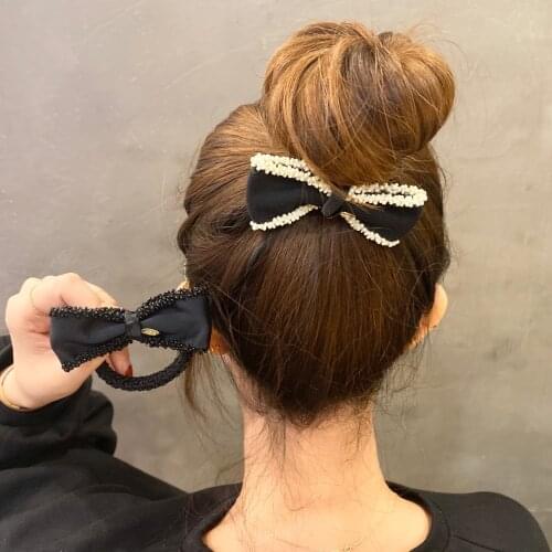 2pc New Korean cute Bow Elastic Hair Bands Rope Ties Hairpin Hairclip for Girls Women Hair Accessories Ponytail Holer Scrunchies
