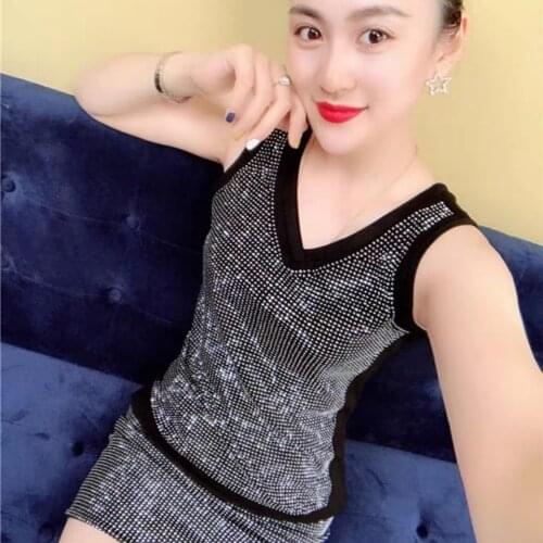 Women Corset Tops 2021 Spring and Summer Rhinestone Camisole Womens Sleeveless V-neck. Tank Camis Crop Top For Women