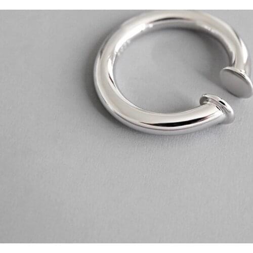 1pc Authentic S925 Sterling Silver FINE Jewelry Polished Glossy White/Gold round geometric ring adjust double-use TLJ778