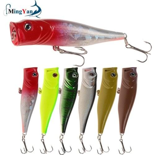 1pcs Fishing Lures 8.5cm 13.4g Topwater Popper Bait 6 Color Hard Bait Artificial Wobblers Plastic Fishing Tackle with 6# Hooks
