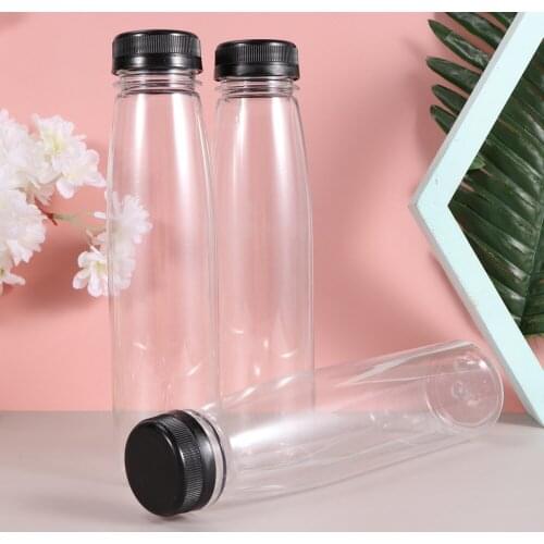 10PCS 330ml Empty Storage Containers Clear PET Bottles Beverage Drink Bottle Bottle Jar with Lids (Black Caps)