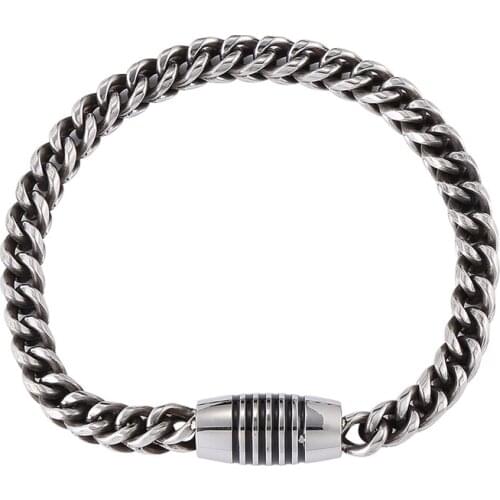 2021 Punk 6MM Cuba Chain Bracelet For Men Male Stainless Steel Bracelets Gift Wholesale GS0060