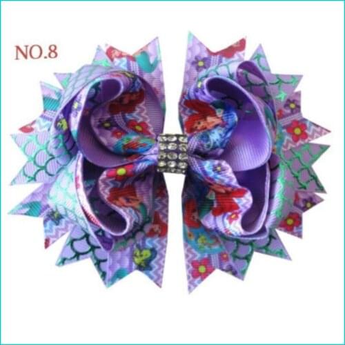 26 BLESSING Good Girl 4.5" Princess Hair Bow Clip Mermaid Scale Rhinestone