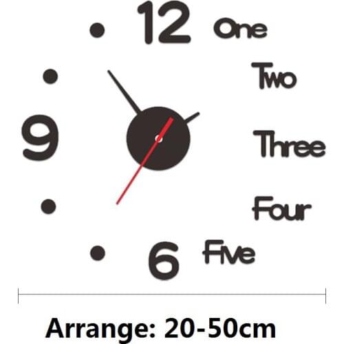 Wall Clock Mirror Acrylic Number Display Silent Quartz Movement Clock DIY 3D Stickers Home Decoration for Living Room Bedroom