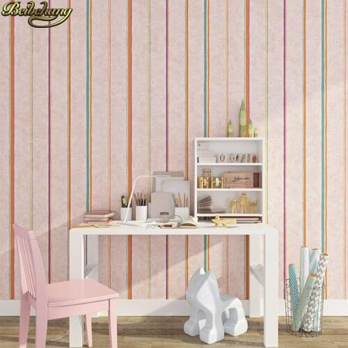 Beibehang papel de parede 3d Warm childrens room wall paper vertical stripes wild bedroom wallpaper wall papers home decor