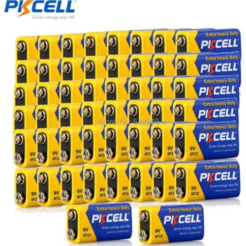 50PCS Electronic thermometer PKCELL 9V battery 6F22 primary single use battery Super Zinc Carbon Batteries replace6LR61