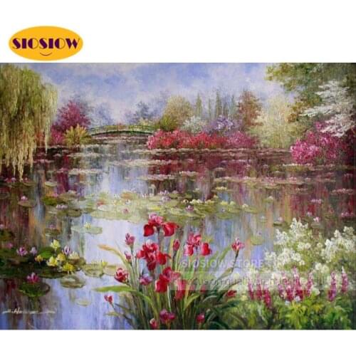 5d Diamond Mosaic Embroidery Flowers Diamond Painting Scenery With Lakes Flower Chinese Cross Stitch Full Square Decor Home Room