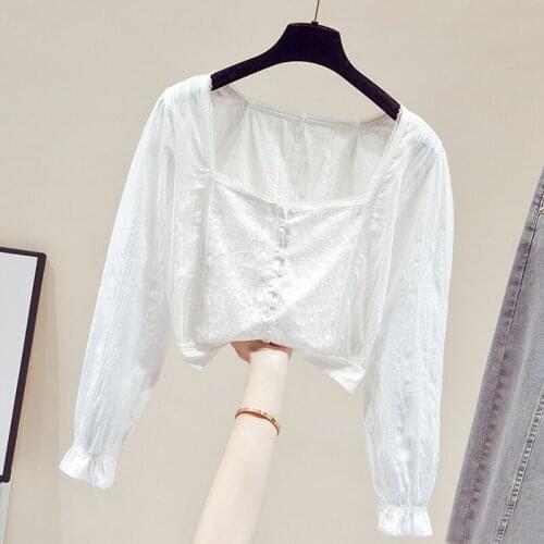 Long Sleeve White Blouse Women Tops Lace Chiffon Blouse Shirt Blouse Women Blusas Mujer De Moda 2021 Women Blouses Blusa E442