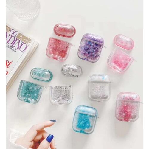 Liquid Quicksand Earphone Case For Apple Airpods 2 1 Air Pods Snowflake Sequins Headphone Headset Cover AirPod Protector Shell
