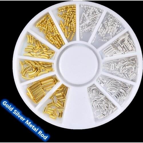 DIY 3D Gold Silver Mixed Metal Jewelry Rivets Studs Rod Nail Art Decoration