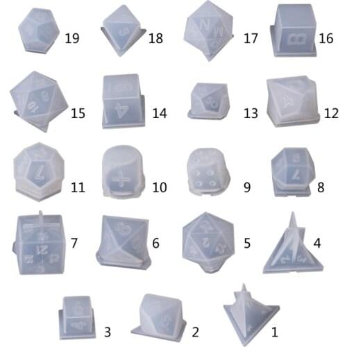 DIY Crystal Epoxy Mold Dice Fillet Shape Multi-spec Digital Game High Mirror Silicone Mould Making