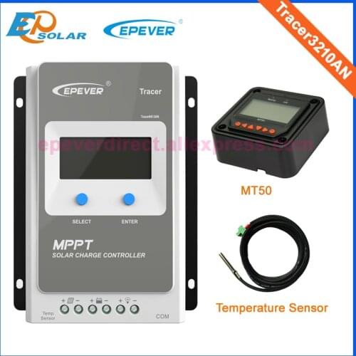 EPEVER mppt EPsolar Tracer3210AN 12V 24V battery auto work temp sensor and MT50 Meter 30a mppt Solar power bank controller