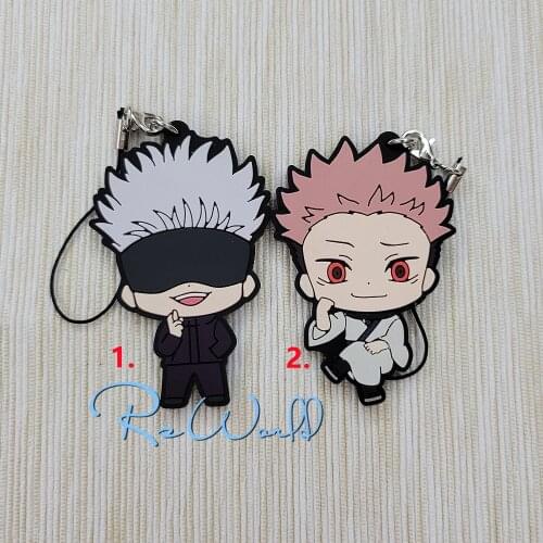 Jujutsu Kaisen Fushiguro Megumi Gojo Satoru Toge Original Japanese anime figure Rubber Mobile Phone Charms Keychain Strap Keyrin