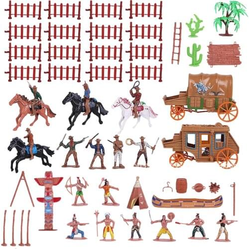West Cowboys and Indians Figures Kids Play Toys Life Scene Accessories for Children, Boys, Kids