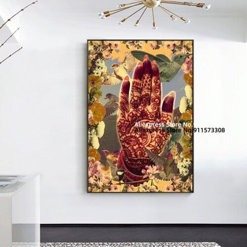 Henna Pixel Hand Canvas Posters And Prints Abstract Art Paintings On the Wall Art Decor Pictures for Home Design