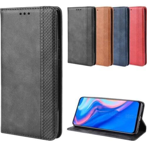 Leather phone case for Huawei Y9 2018 / Y9 prime 2019 / enjoy 8 plus back Cover Flip card wallet with stand Retro Coque