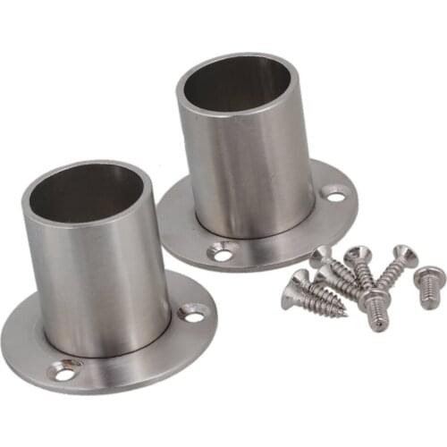 Stainless Steel Pipe Flange Socket Rod Holder Fitting Bracket For 25mm Dia Pipe Hardware Pack Of 2
