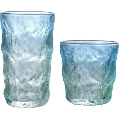 Magic World 300ml Glacier Whiskey Vodka Sake Cup Gradient Color Rock Tree Pattern Coffee Beer Cold Ink Drinkware with Coaster