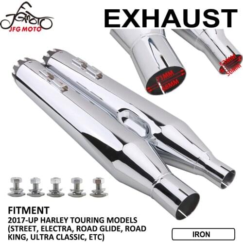 For Harley Touring Bagger Models Dresser Road King Electra Glide 2017-2021 Motorcycle Chrome Exhaust Pipe With Mounting Hardware