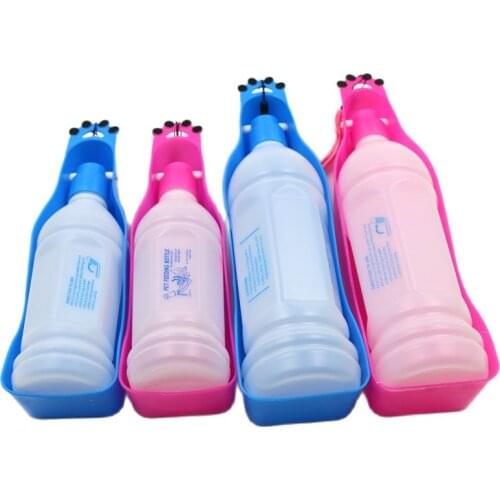 New Pet Dog Water Bottle 350/600ml Plastic Portable Water Bottle Pets Outdoor Travel Drinking Water Feeder Bowl Kettle