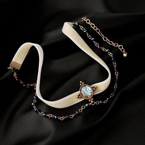 New necklace Double Chains White Velvet Choker Necklace Mixed-Color Brand Party Jewelry Women