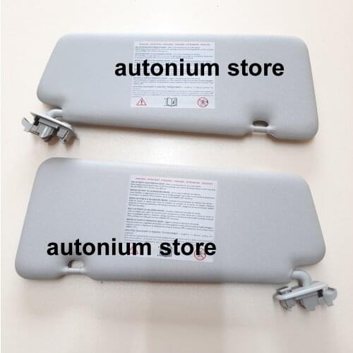 1 Pair Front Left + Right Sun Visor Sunvisor Panel (with light) Grey Color for Renault Fluence - Megane 3 964012599R 964005130R