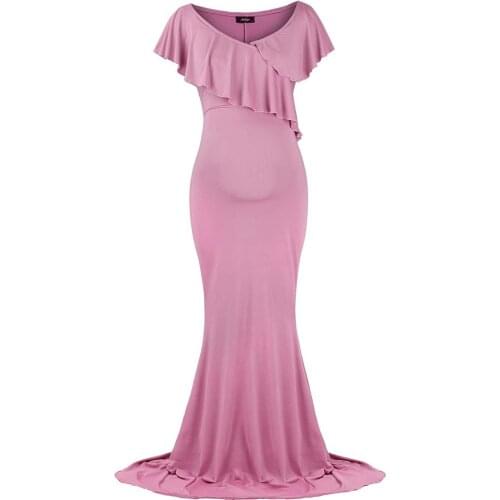 Ruffles Maternity Dresses For Photo Shoot Clothes Pregnancy Dress Photography Maternity Photography Props For Pregnant Women